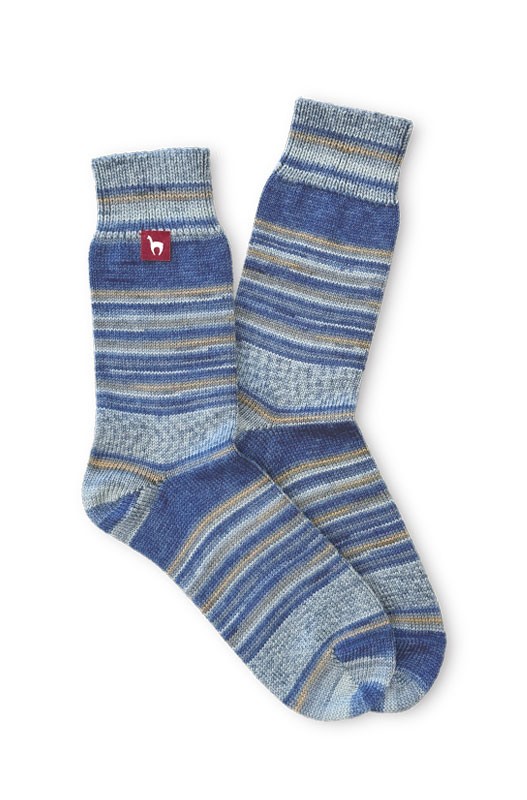 HARMONY: knusse sokken van alpacawolmix - Okerblauw - APU KUNTUR