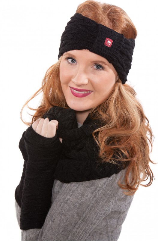 Polsverwarmer in alpagawol BIESEN in 100% baby alpaca- zwart - APU KUNTUR