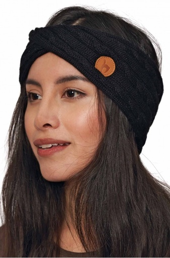Hoofdband in alpacawol SUAVE Twist 100% baby alpaca- Noir- Eén maat - APU KUNTUR