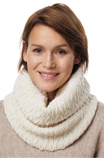 KOLSJAAL in alpacawol BIESEN in 100% baby alpaca- wit - APU KUNTUR