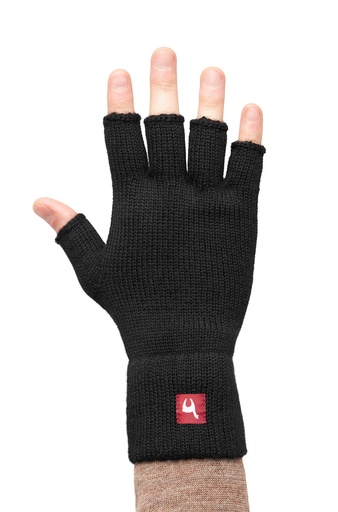 Handschoenen zonder vingertoppen in alpacawol HALBFINGER 100% baby alpaca - zwart - APU KUNTUR
