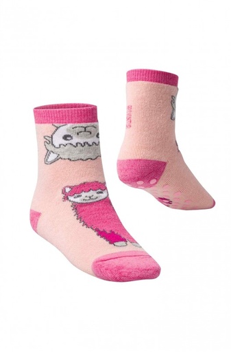 Antislip profiel sokken voor kinderen met alpaca- Roze - APU KUNTUR