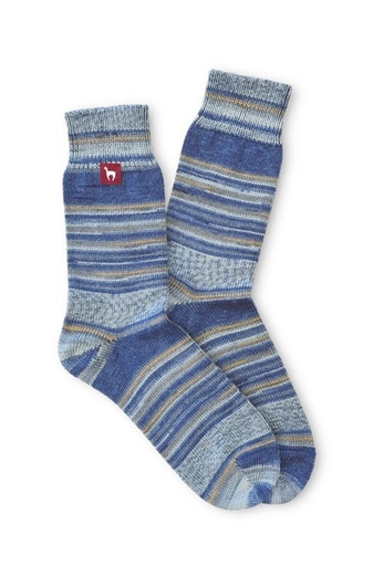 HARMONY: knusse sokken van alpacawolmix - Okerblauw - APU KUNTUR