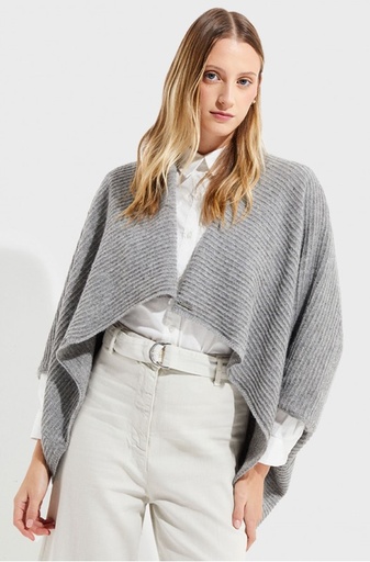 Poncho in alpacawol TINAJA  in 100% baby alpaca - grigio - KUNA